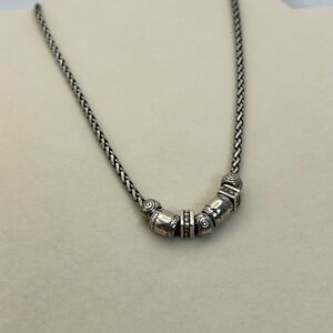 Brighton Vintage Beaded Necklace 18" Silver Plated Matte Finish